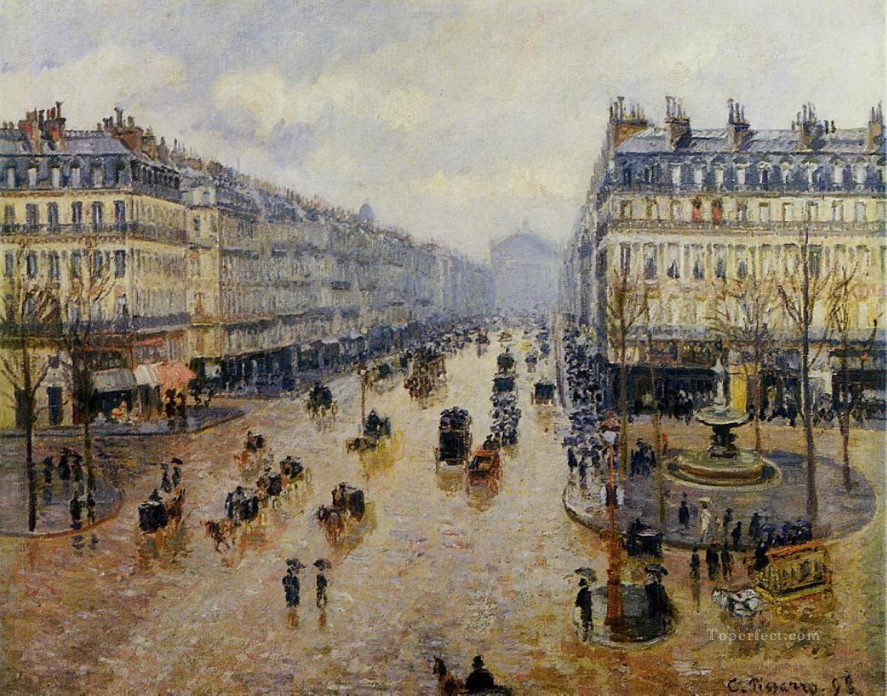 avenue de l opera rain effect 1898 Camille Pissarro Parisian Oil Paintings